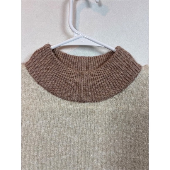Madewell  Mock Neck Sweater Womens Cream Brown Good Pocket Relaxed size Xs - Picture 4 of 12